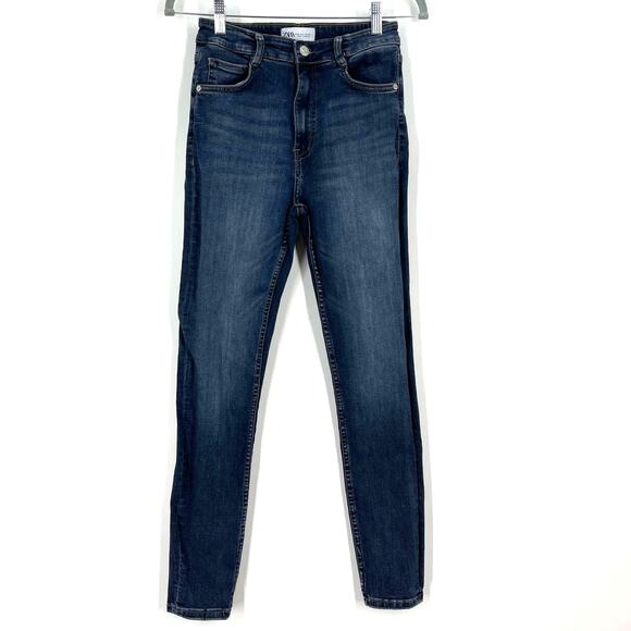 Zara High Rise Skinny Jeans Blue Women's Size 6 - Picture 1 of 6